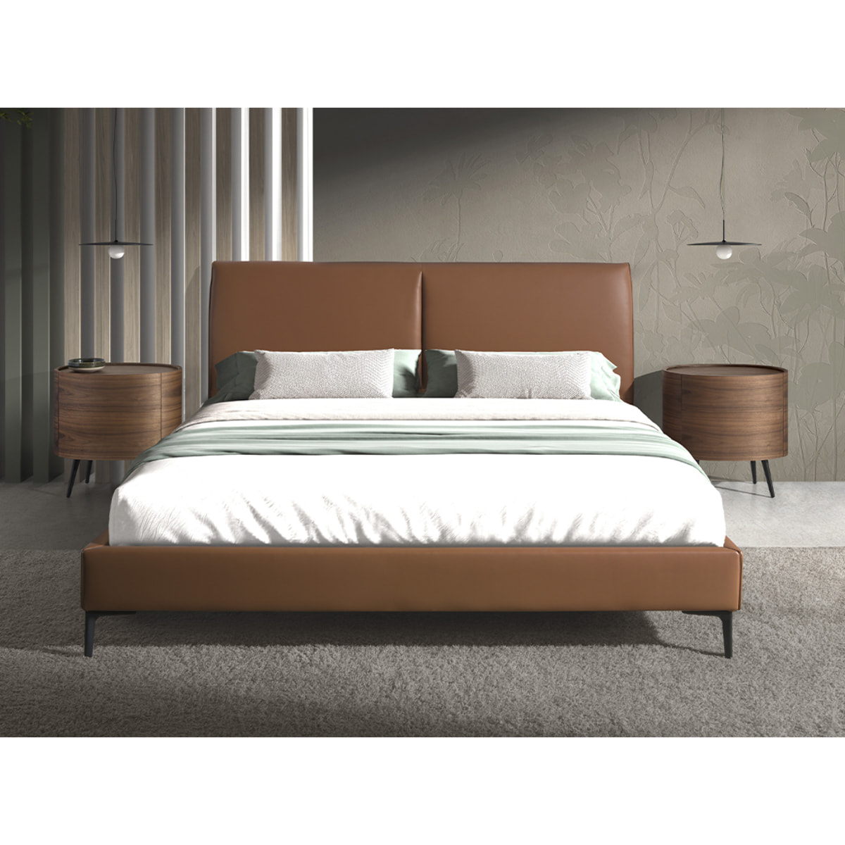 Mesa de noche de nogal 60x42x60cm