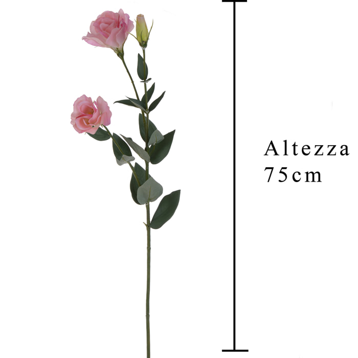 Lisianthus Composto Da 3 Fiori. Altezza 75 Cm - Pezzi 6 - 10X75X19cm - Colore: Rosa - Bianchi Dino - Fiori Artificiali