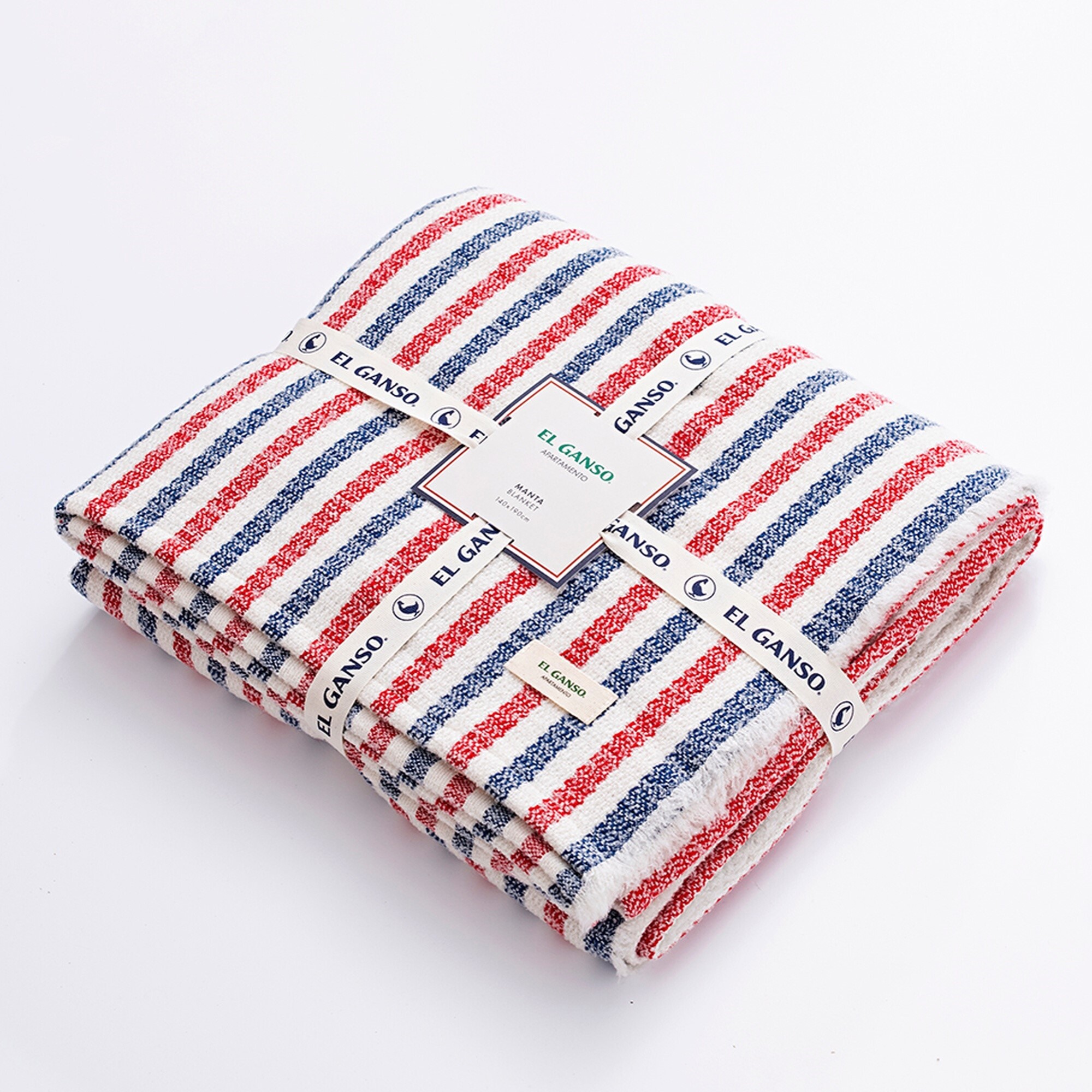 Manta de punto 140x190cm acrílico 340gr en hilo teñido cuadros el ganso