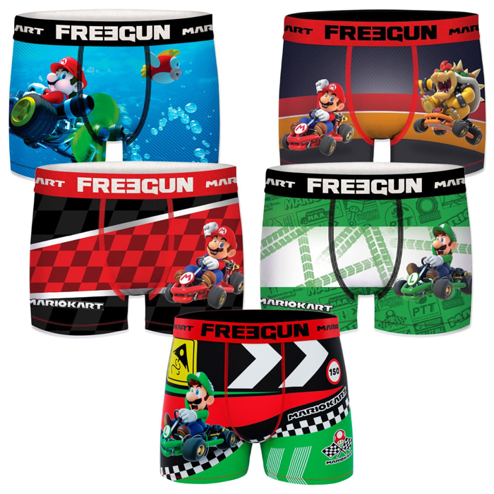 set de 5 calzoncillos bóxer mario-bros para hombre microfibra