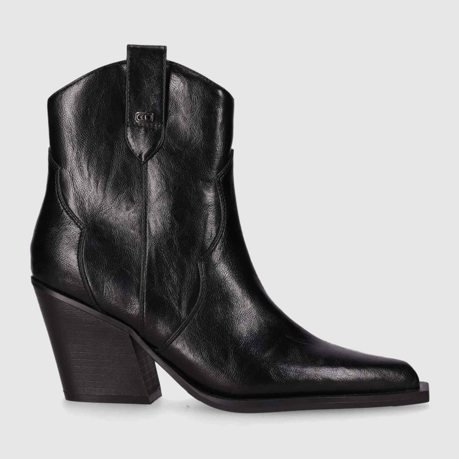Botines de Piel Sintética - Negro - Tacón: 7 cm