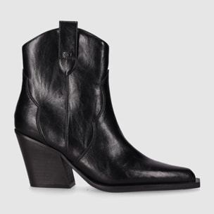 Botines de Piel Sintética - Negro - Tacón: 7 cm