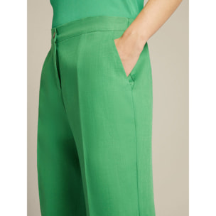 Elena Mirò - Pantalones largos rectos de lino puro - Verde