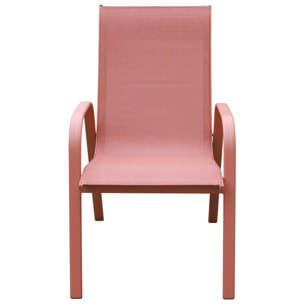 Lot de 4 chaises MARBELLA en textilène terracotta - aluminium terracotta