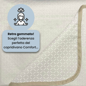 COPRIDIVANO PENISOLA SINISTRA COMFORT, Antiscivolo, Cotone+Microfibra+Fibre Varie, Made in Italy - PANNA