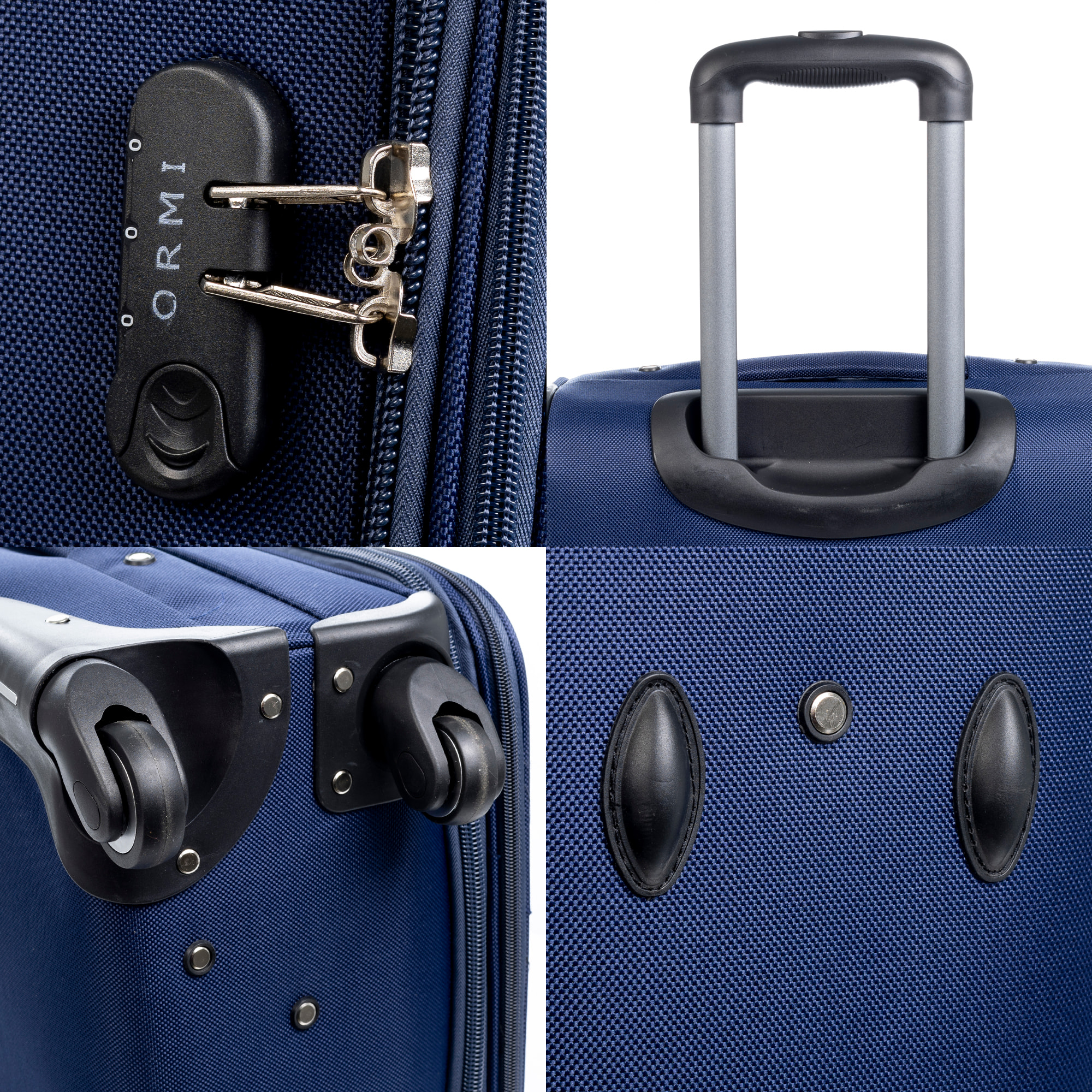 Juego de 3 maletas Trolley extensibles de tela, semirrígidas. Cerradura numérica, 4 ruedas giratorias 360°.