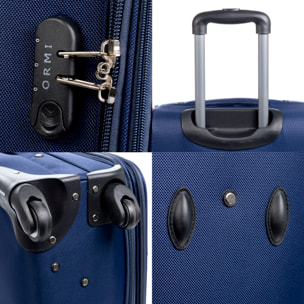 Juego de 3 maletas Trolley extensibles de tela, semirrígidas. Cerradura numérica, 4 ruedas giratorias 360°.