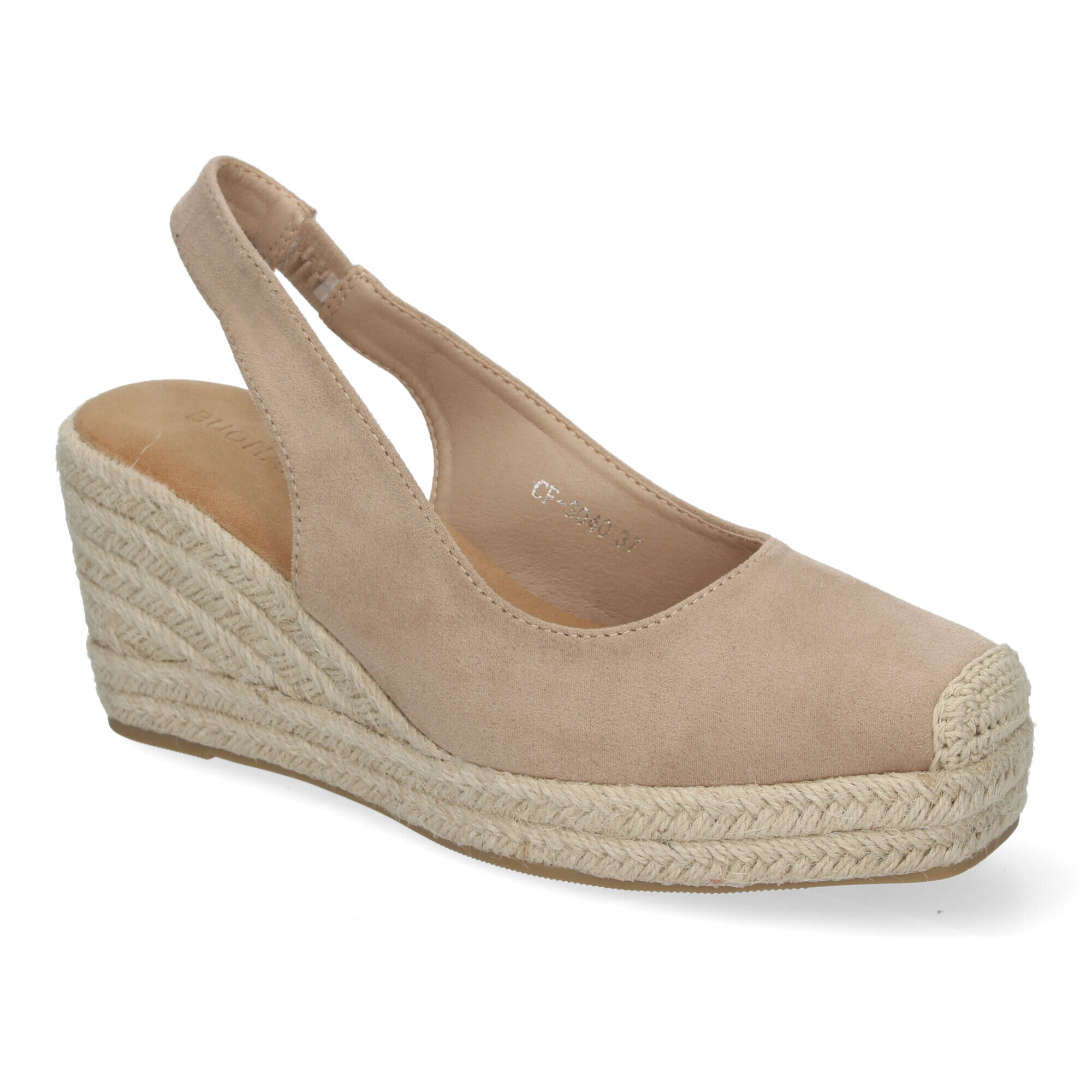 Sandalias de cuña de Yute para Mujer, con Puntera Cerrada