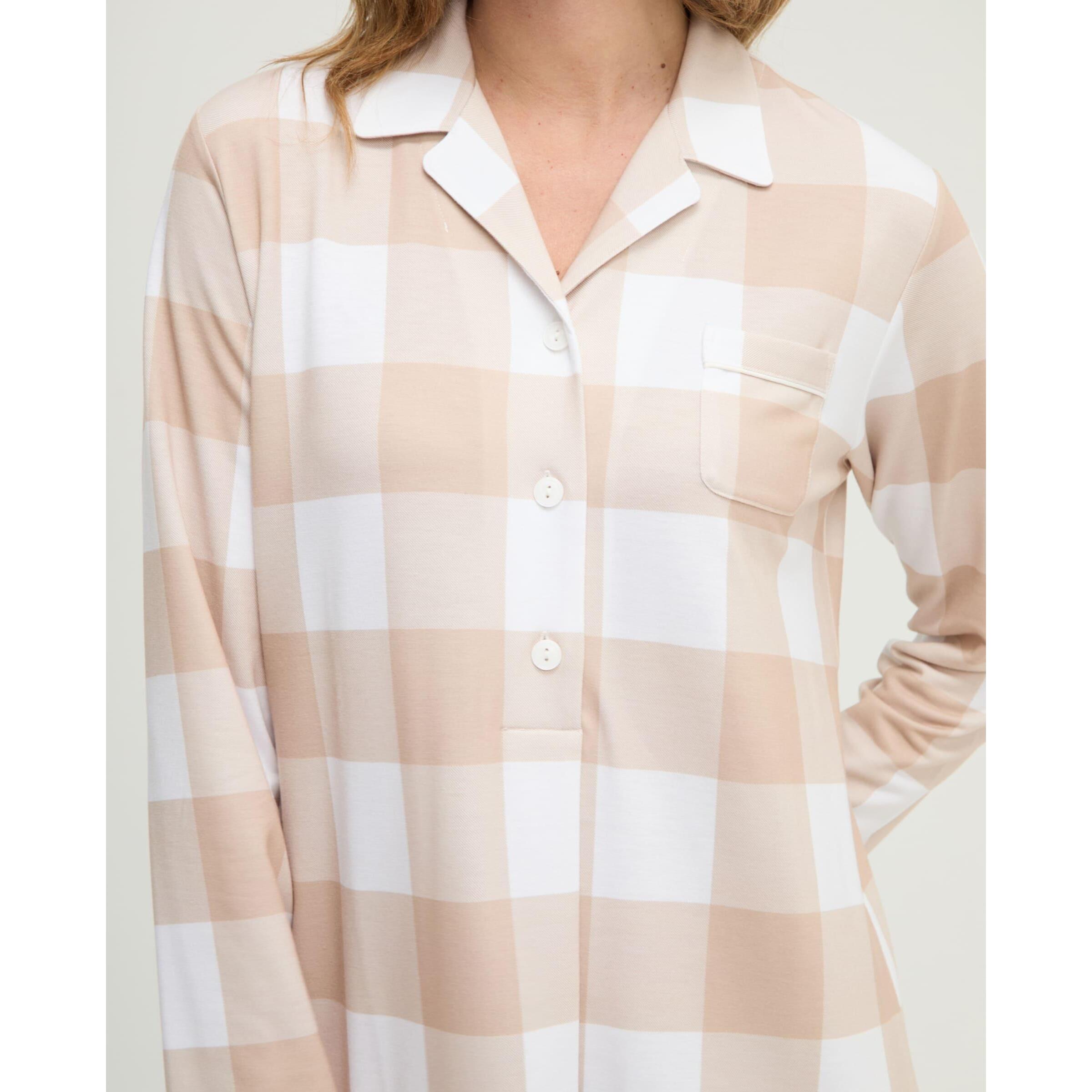 Camisón mujer de cuadros con botones