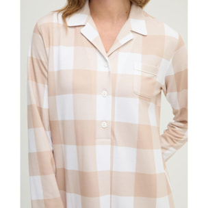 Camisón mujer de cuadros con botones