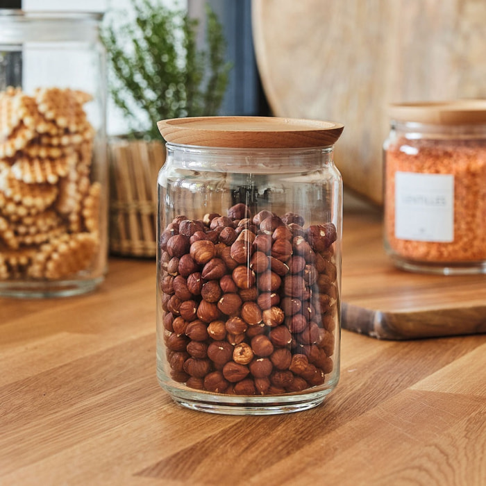 Lote de 2 tarros de conservación 1 L Pure Jar Wood - Luminarc