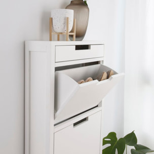 Meuble à chaussures Orus -bois et panneau mdf-couleur laqué blanc mat 50 x 125 x 18 cm