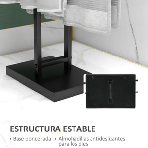 Toallero de Pie de Metal, Toallero Escalera de Baño con 2 Barras en Forma de T, Estilo Moderno, 50x18,5x85 cm, Negro