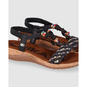 Sandalias de Piel Sintética - Negro - Tacón: 5 cm