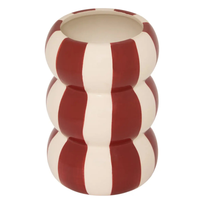 Vase Neya H.16cm rayé rouge
