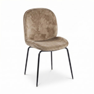 Sedia Imbottita in Effetto Velluto con Gambe in Acciaio, Design Moderno ed Elegante per Sala da Pranzo, Cucina, Soggiorno, Studio e Ufficio