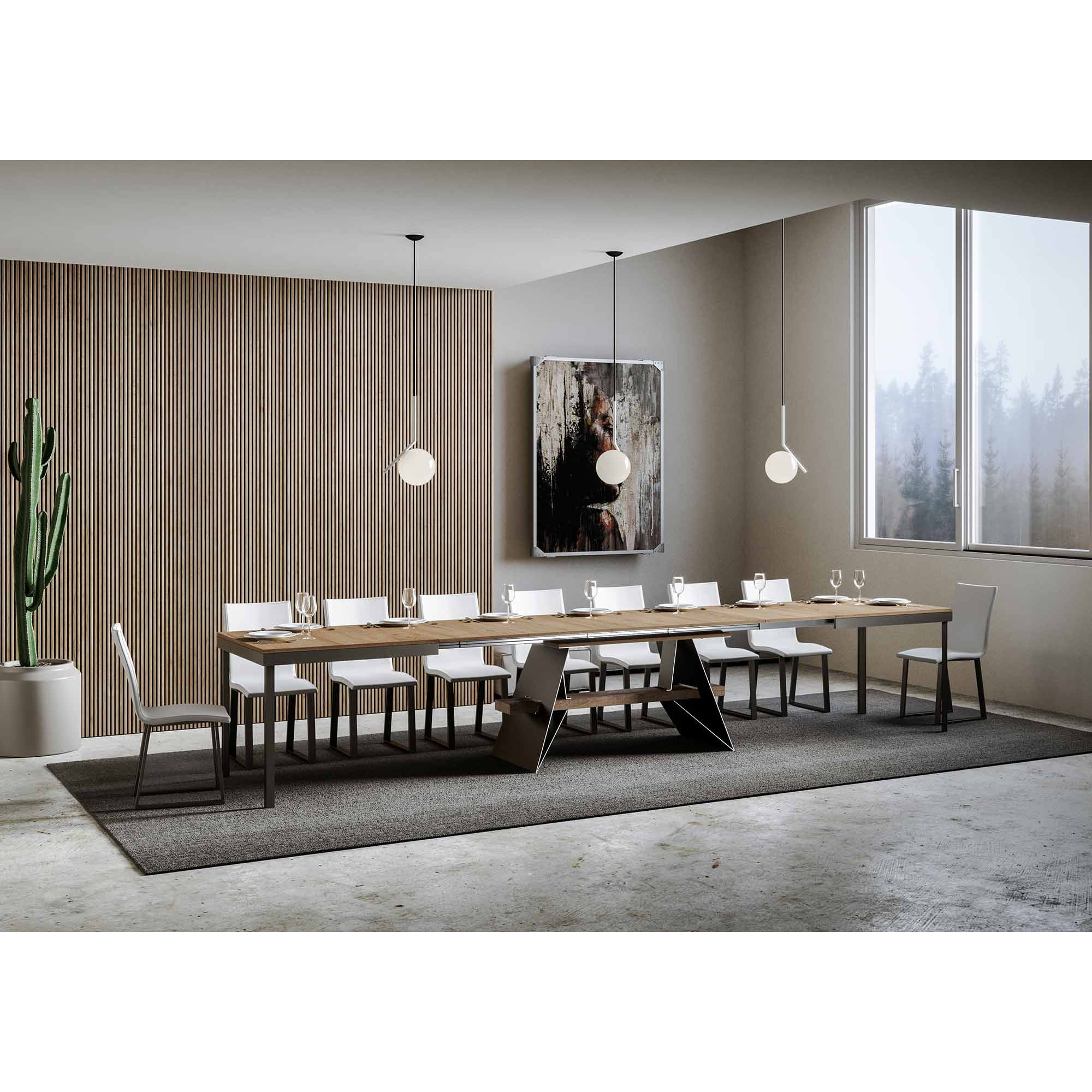 Table extensible 90x180/440 cm Baita Evolution Chêne Nature cadre Anthracite