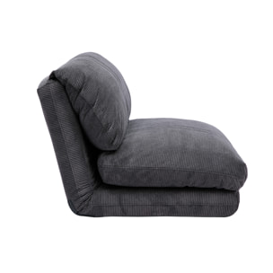 Chauffeuse 1 place convertible en tissu velours côtelé gris foncé SPENCER