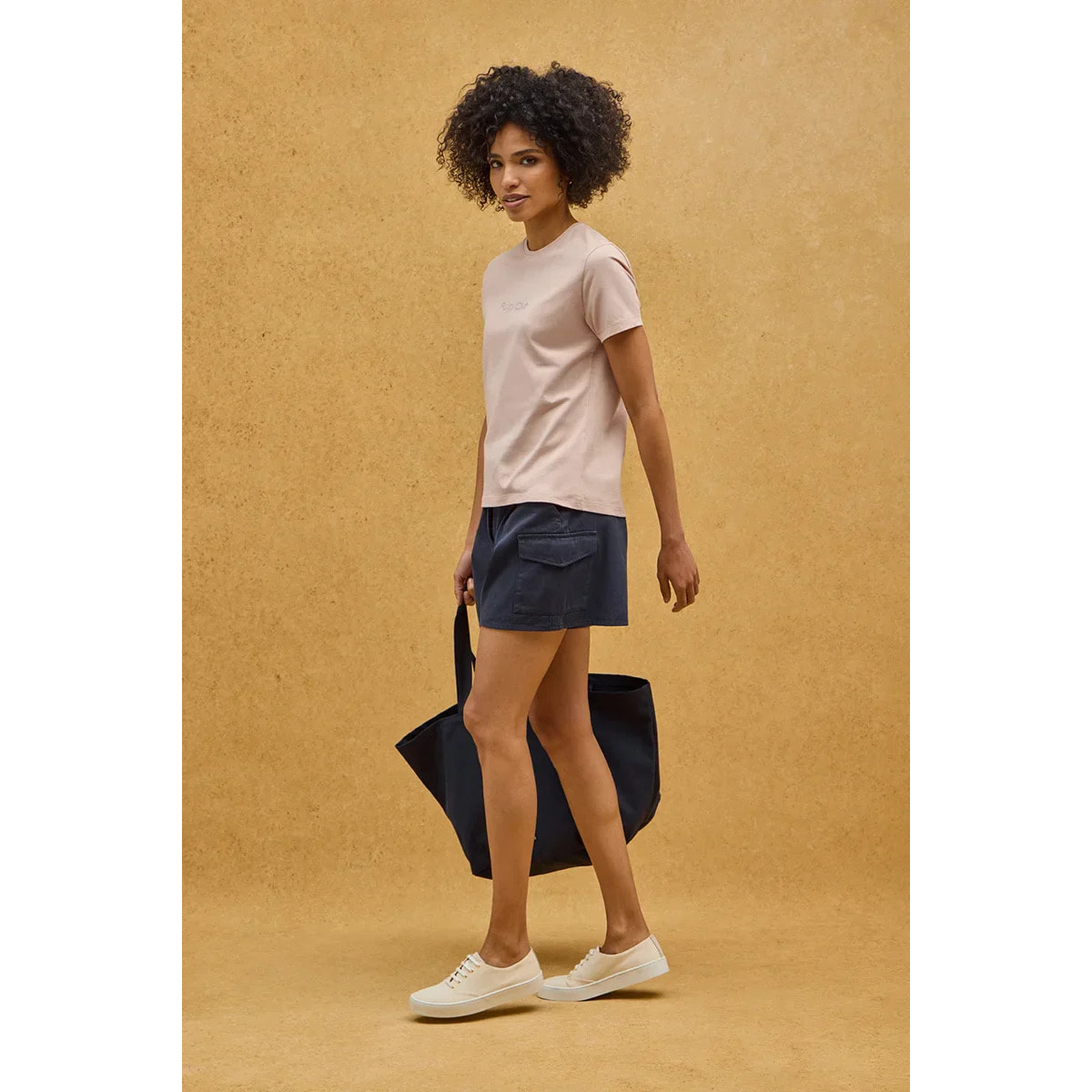 Maglietta cipria a maniche corte e fit dritto con brillantini Polo Club