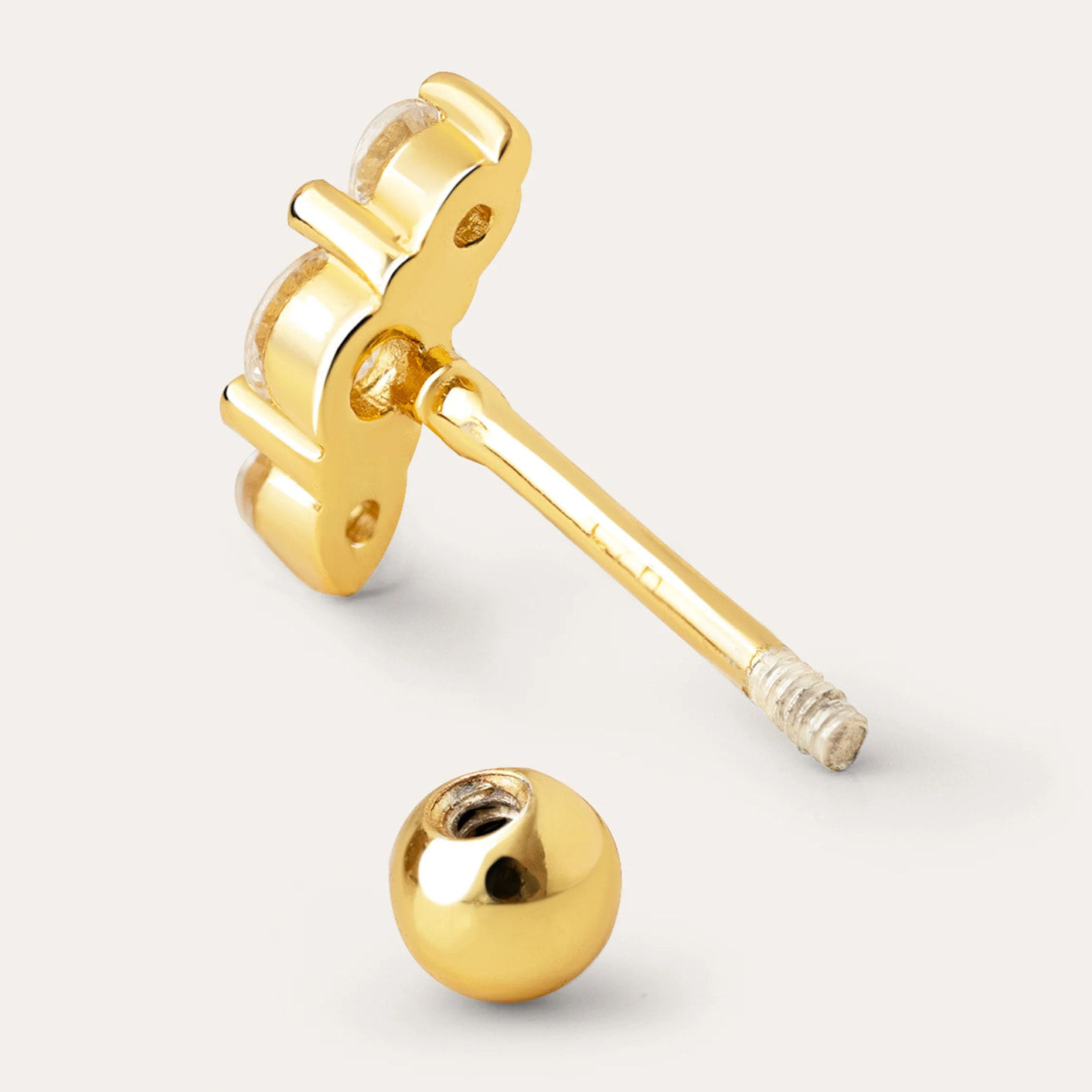 Orecchino Singolo Freesia Spark Argento Placcato Oro