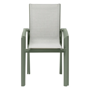 Fauteuil de jardin empilable "Axant" vert olive & vert laurier aluminium et texaline