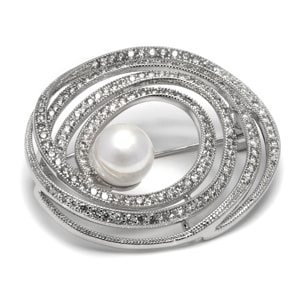 Broche con Circonita Brillante acabado plata