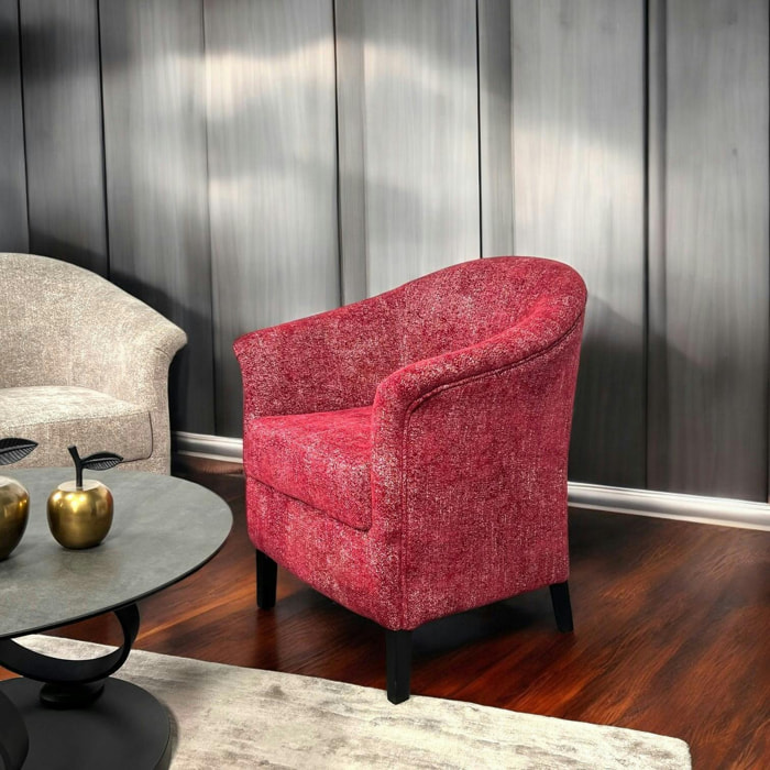 Fauteuil Cabriolet rouge chiné  MIRA