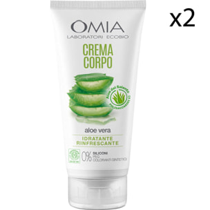 2x Omia Crema Corpo Ecobiologica Aloe Vera - 2 Flaconi da 200ml
