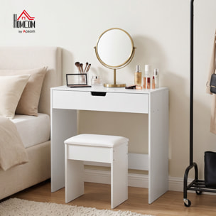 Coiffeuse console compacte moderne un tiroir dim. 75 x 40 x 75 cm blanc