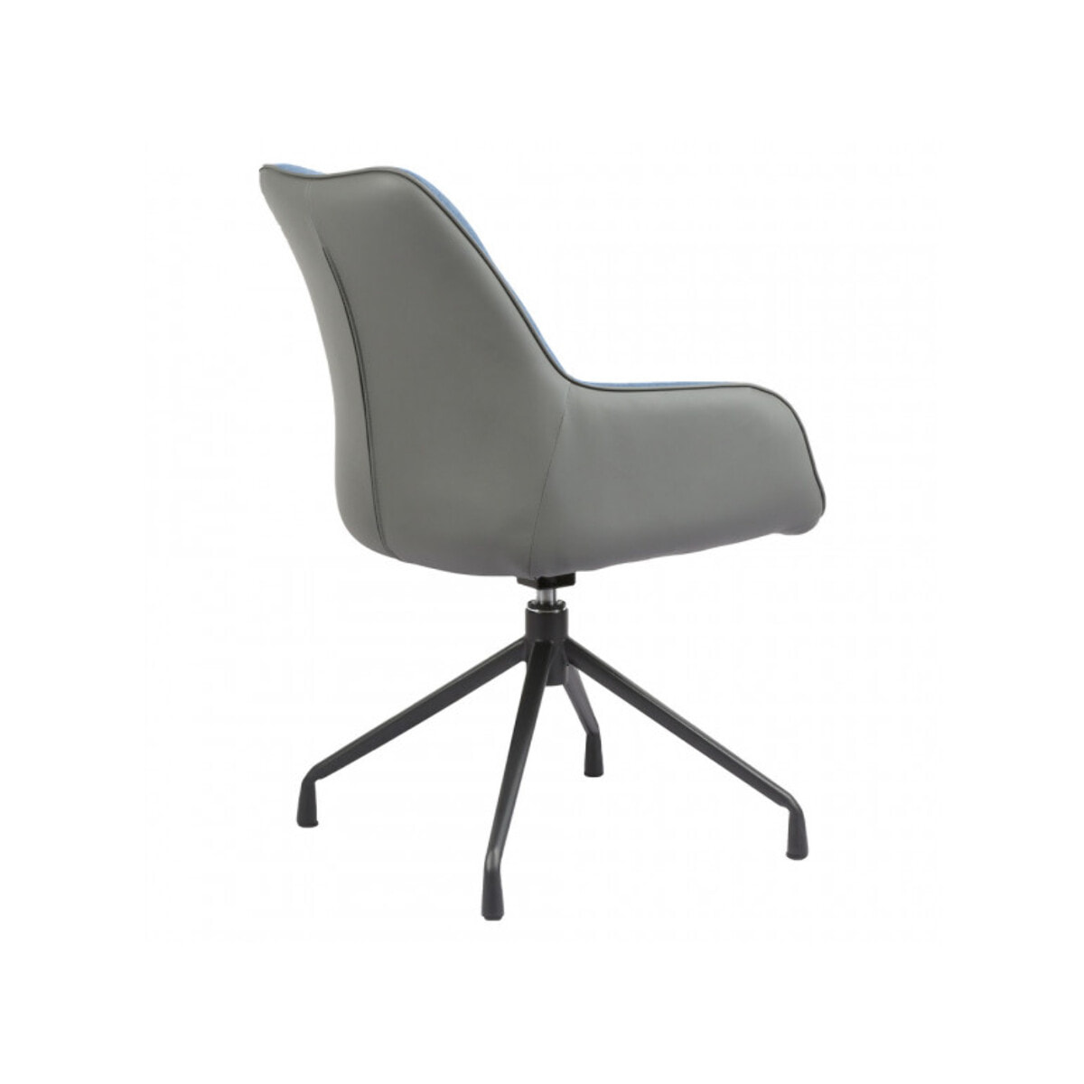 Fauteuil rotatif en tissu bleu avec accoudoirs en simili gris - BERGEN