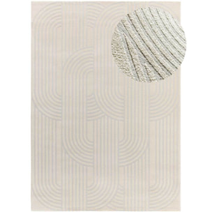 BARESA Alfombra geomÃ©trica con relieve en tonos crema y gris, varias medidas disponibles