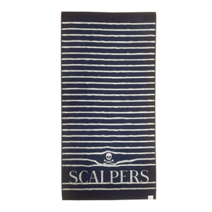 Toalla de playa 90x180cm 100% algodón 420gsm en azul marino a rayas scalpers home