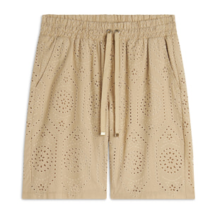 Pantaloni corti in mussola con dettagli Sangallo