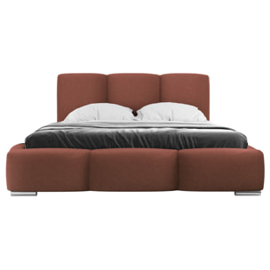 Noa - lit coffre - 140x200 cm - en velours - sommier inclus - Terracotta