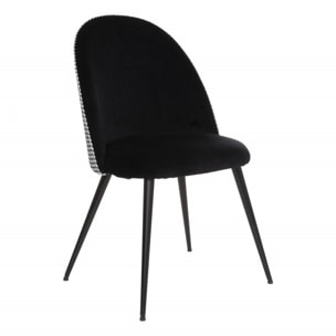 Chaise velours "Slano" Atmosphera - Couleur: Noir et blanc