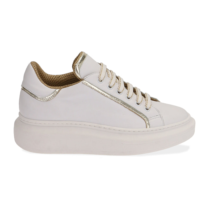 Sneakers bianco/oro in pelle