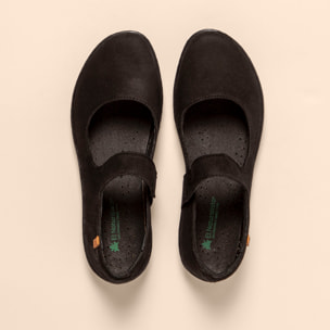 Bailarinas N5301 NOBUCK LAVADO BLACK-BLACK/ CORAL color Black-black