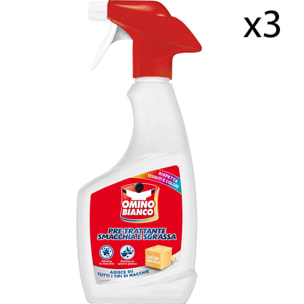 3x Omino Bianco 100 Più Smacchia e Sgrassa 2in1 Pre-Trattante con Marsiglia - 3 Flaconi Spray da 500ml