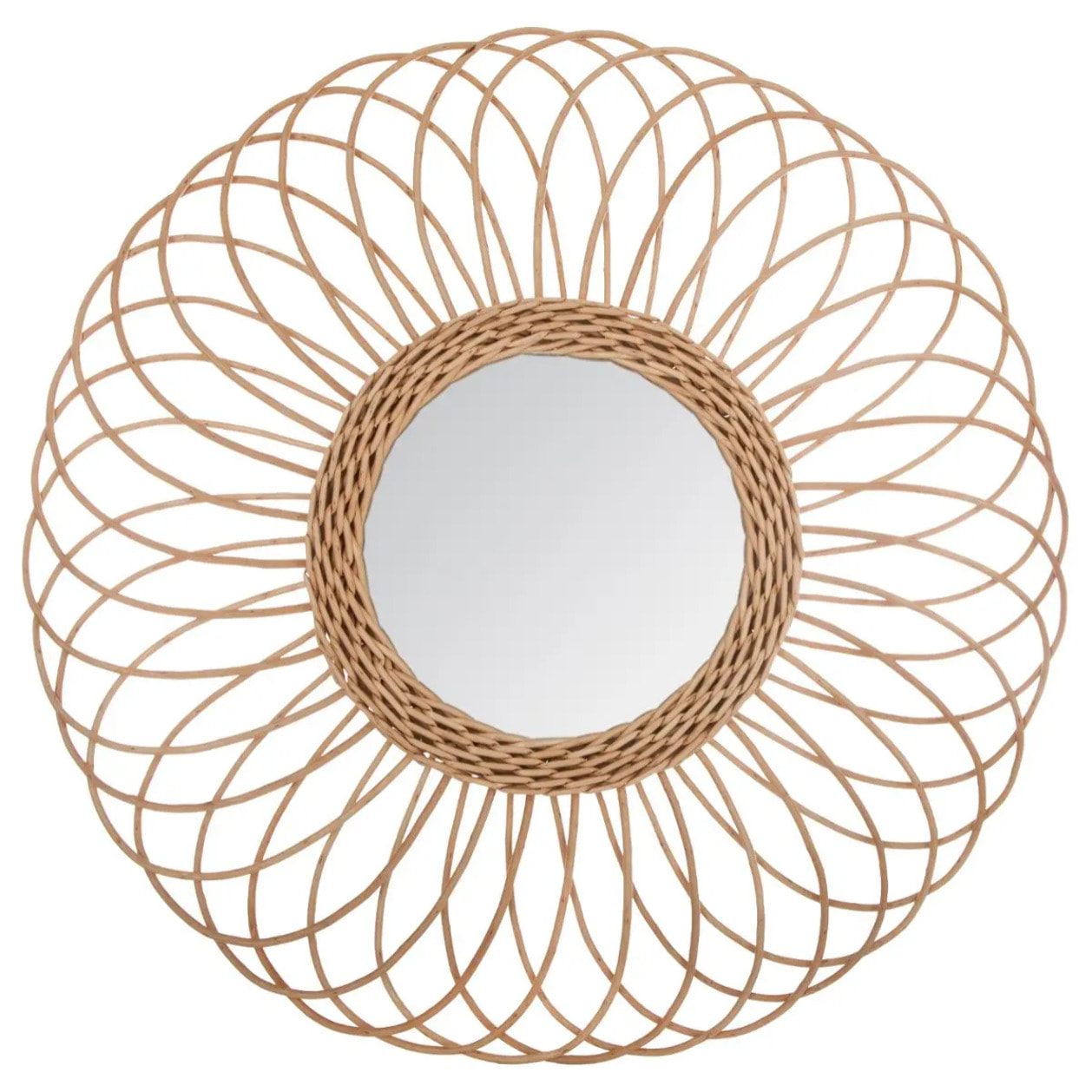 Miroir 'Rosace" rotin D58cm