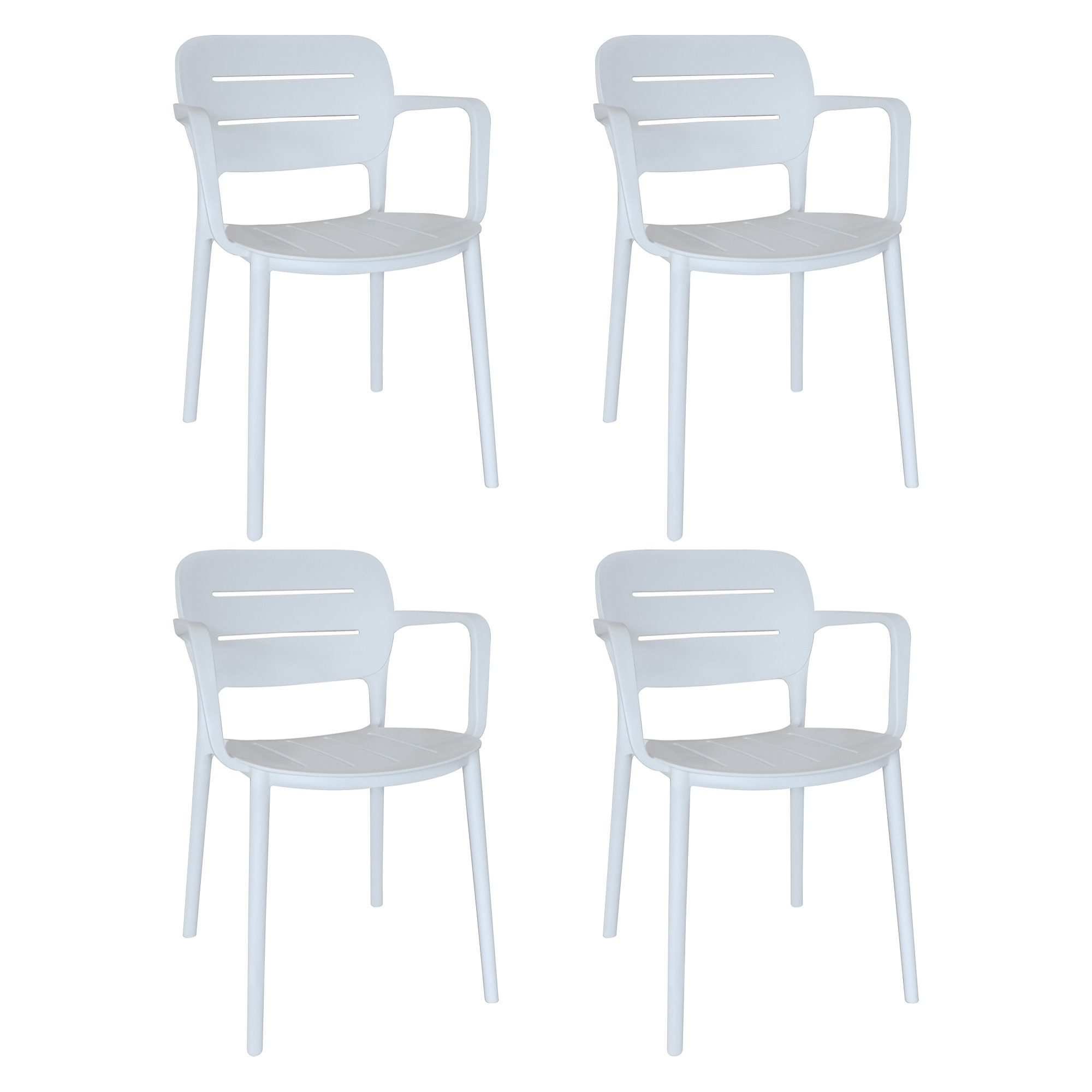 Lot de 4 fauteuils de table blanc extérieur en polypropylène SUNSET