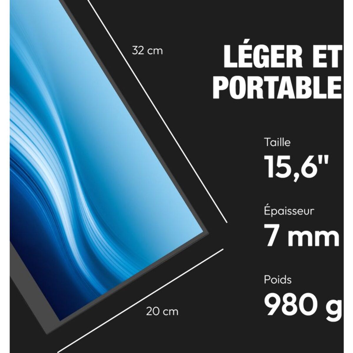 Ecran pc portable LOGICOM Nomad Display FHD 16" IPS Full HD USB-C Surpport intégré pliable