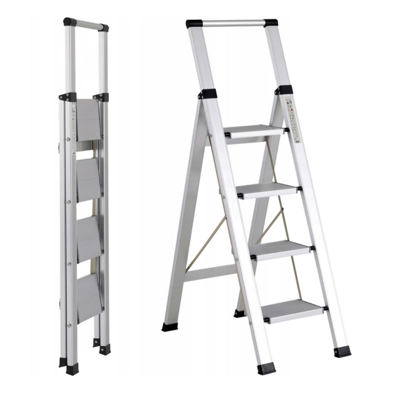 Scala piatta 4 Gradini in alluminio galvanizzato antiscivolo portata 150 kg