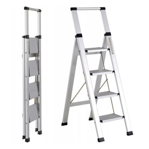 Scala piatta 4 Gradini in alluminio galvanizzato antiscivolo portata 150 kg