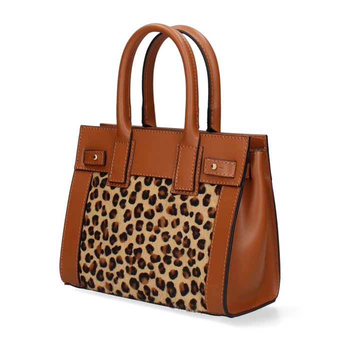 Borsa a mano da donna Made in Italy - Modello Oriana Plus - Vera pelle - 8.5 x 11.5 x 4.0 cm