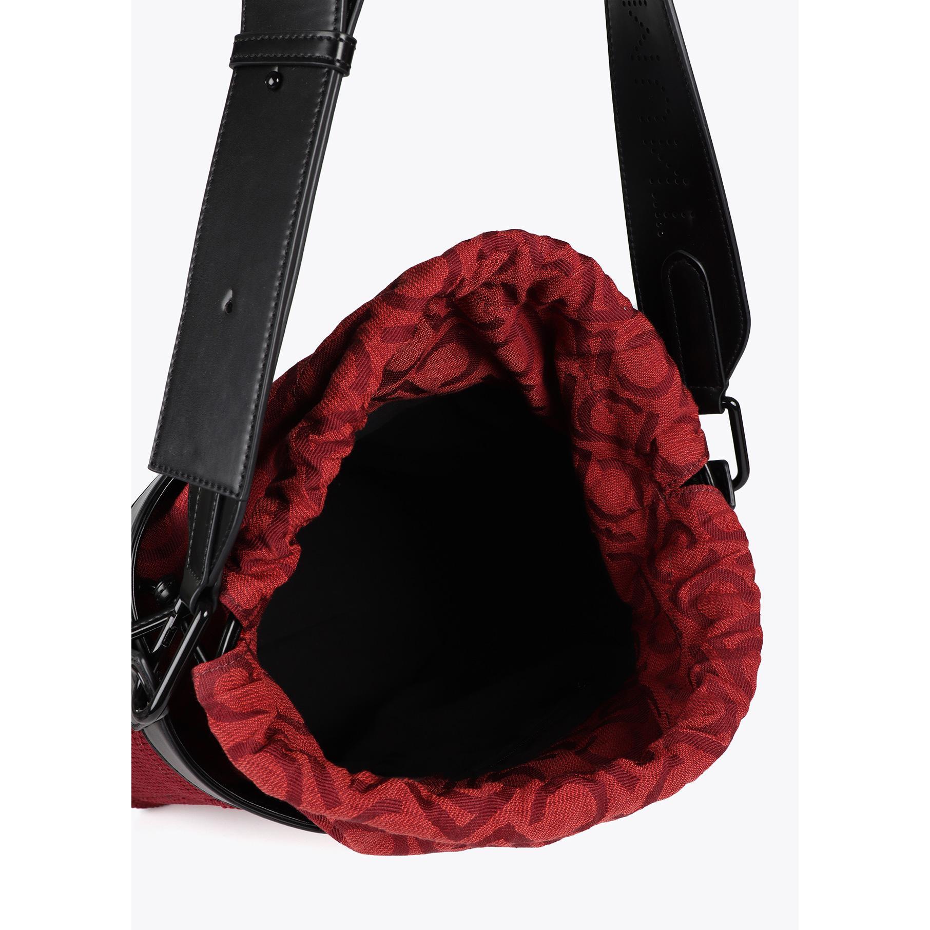 Borsa Hobo in Tessuto ed Effetto Pelle