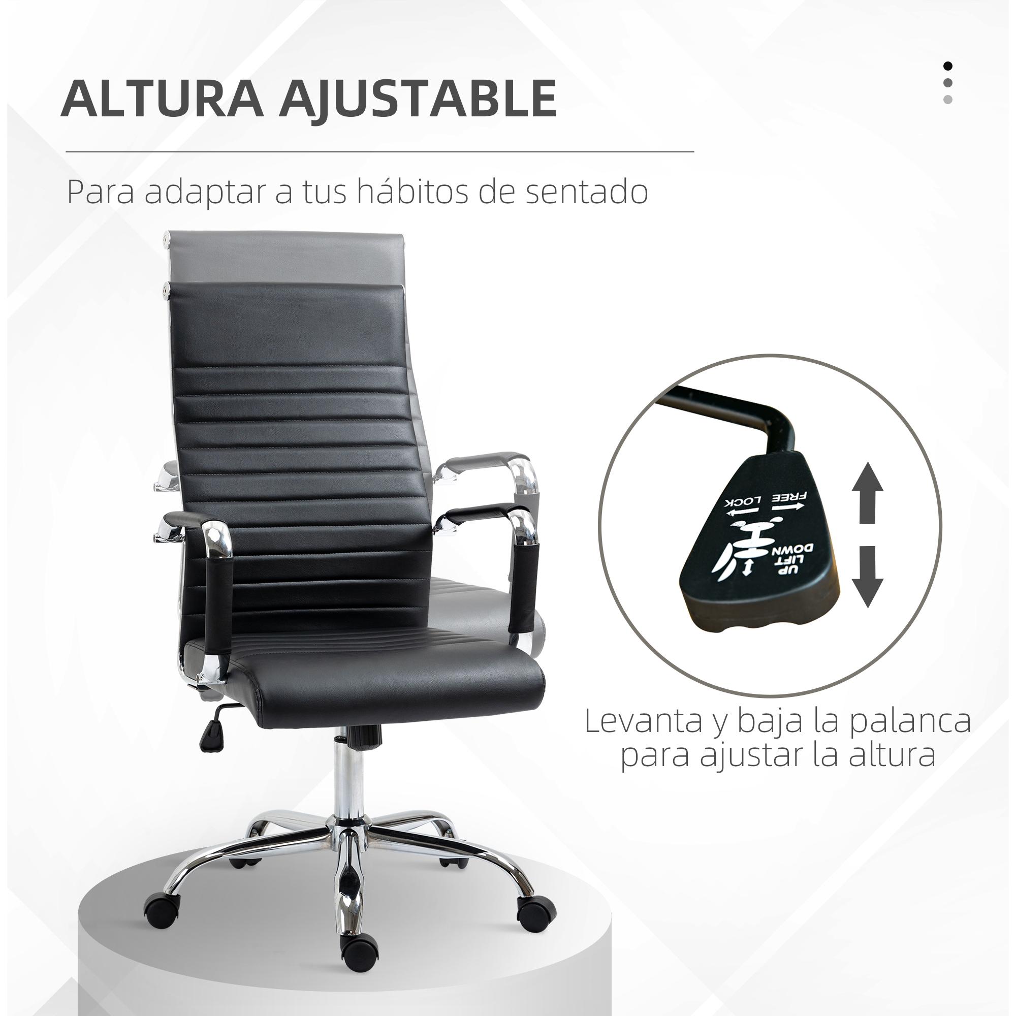 Silla de Oficina Ergonómica Giratoria Basculante Altura Ajustable de 104-114 cm