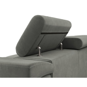 Pablo - canapé droit 2 places avec têtières ajustables - en velours - Gris