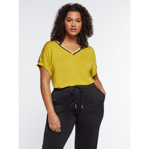 Fiorella Rubino - Camiseta con detalles de rayas y aplicaciones - Amarillo