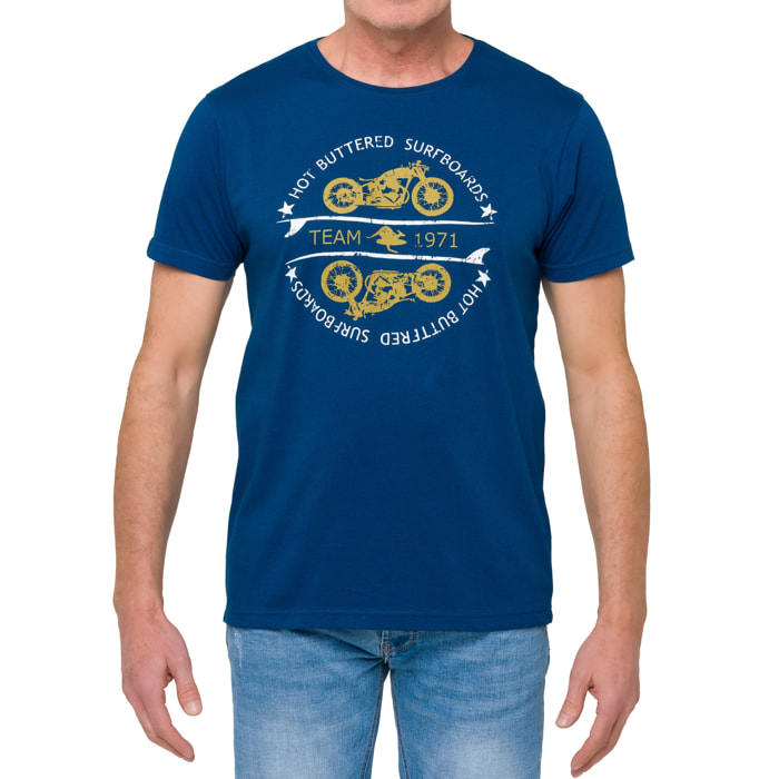 T-shirt in cotone 150 gr Hot Buttered Thunder blu.