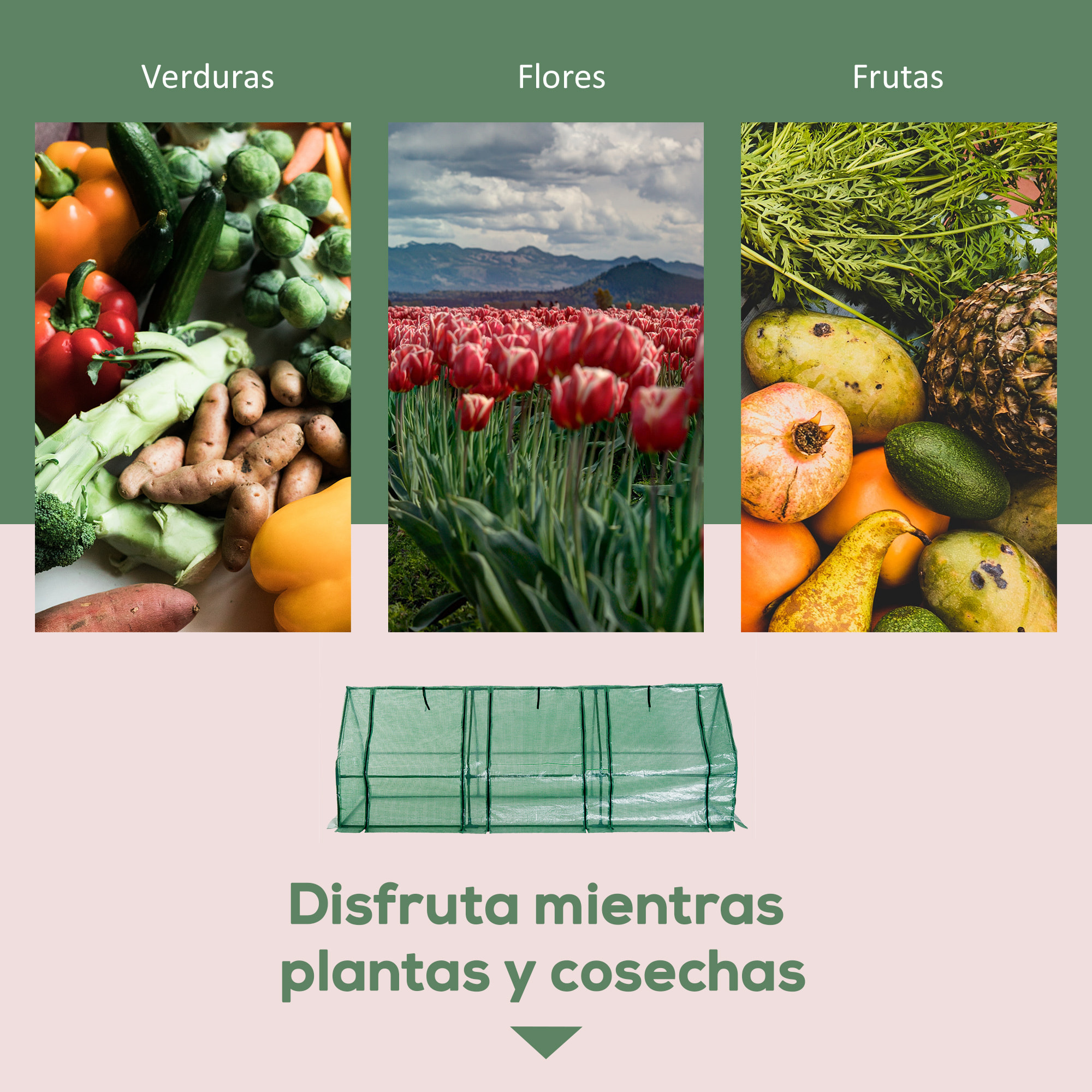 Invernadero de Exterior Invernadero de Jardín 270x90x90 cm Tipo Caseta con 3 Ventanas Marco de Acero y Cubierta de PE 140g/Ã£Å½Â¡ para Cultivo Plantas Flores Tomates Verde